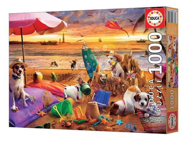 1000‑Teile‑Puzzles - Puzzle Hunde Spielen am Strand Educa - 2
