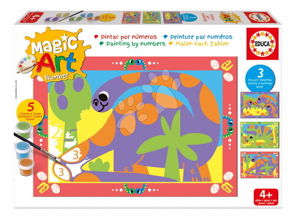 Risanje in barvanje - Slikanje po številkah: Dinozavri-  Magic Art Number Dinosaurs Educa