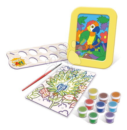 Risanje in barvanje - Slikanje po številkah Papiga in Pav Magic Art Number Peacock & Parrot Educa_1