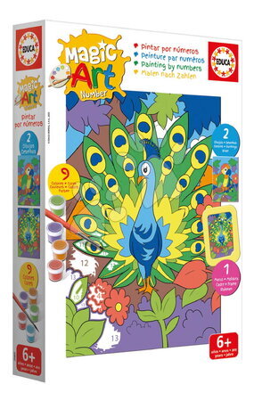 Kreslení a malování - Malování podle čísel Papoušek a páv Magic Art Number Peacock & Parrot Educa - 2