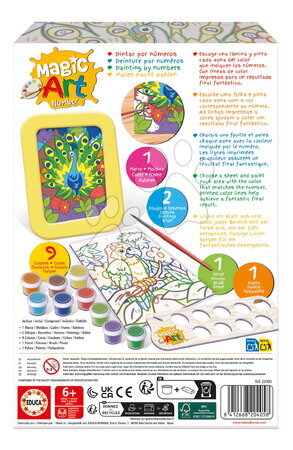 Kreslení a malování - Malování podle čísel Papoušek a páv Magic Art Number Peacock & Parrot Educa - 3