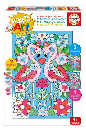 Risanje in barvanje - Slikanje po številkah Flamingo Magic Art Number Flamingos Educa
