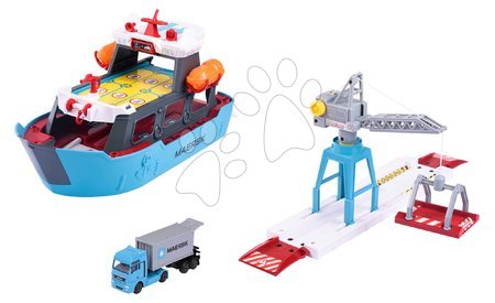 Játékautók - Garázs teherhajó Creatix Logistic Freight Ship Majorette