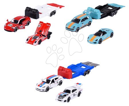 Hračky pre deti od 3 do 6 rokov - Autíčka s prívesom Porsche Motorsport Race Trailer Majorette