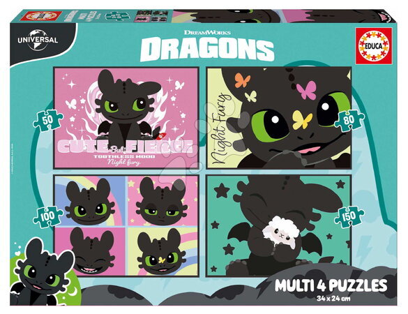 Ontwikkelingsgerichte kinderpuzzel - Puzzel Multi 4 How to train your dragon Educa