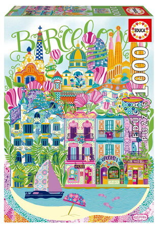 1000-delige puzzel - Puzzel Barcelona By Car Pintos Educa