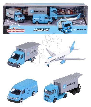 Játékok 3 - 6 éves gyerekeknek - Kisautók szállítók MAERSK 4 Pieces Giftpack Majorette