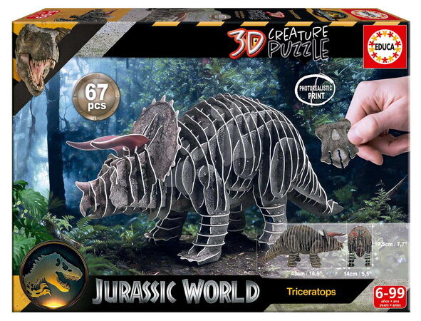 Puzzle és társasjátékok - Puzzle dinoszaurusz Triceratops 3D Creature Puzzle Educa
