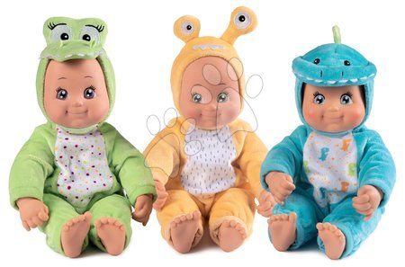 Punčke in dojenčki za deklice - Dojenčki v kostumih Krokodil Polžek Dinozaver MiniKiss Croc Smoby z zvokom 'cmok' in mehkim trebuščkom 3 kom od 12 mes
