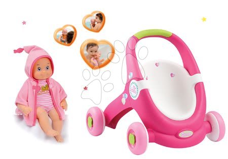 Kočárky pro panenky od 12 měsíců - Set kočárek pro panenku a chodítko 3v1 MiniKiss Smoby - 13