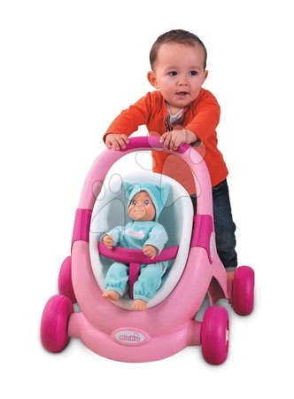 MiniKiss 3v1 Smoby Baby Walker Pram and Car Seat Set with a