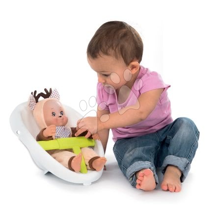 Kočárky pro panenky od 12 měsíců - Set chodítko a kočárek s autosedačkou zvířátka Animal MiniKiss 3v1 Smoby s brzdou - 12