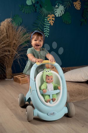 Igrače za najmlajše - Komplet sprehajalček in voziček z zavoro Croc Baby Walker Minikiss 3in1 Smoby _1