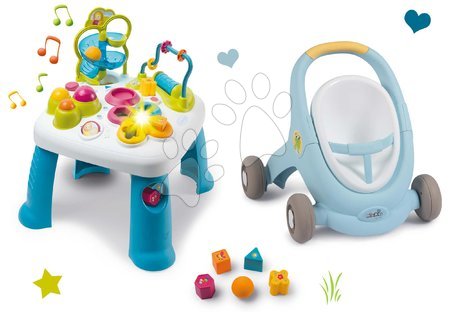 Jucării pentru bebeluși - Set premergător și cărucior cu frână Croc Baby Walker Minikiss 3in1 Smoby măsuță didactică cu sunete și lumini_1