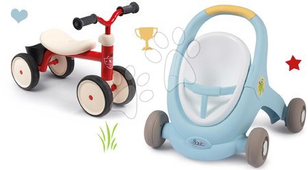 Minikiss - Set Lauflernwagen und Kinderwagen mit Bremse Croc Baby Walker Minikiss 3in1 Smoby