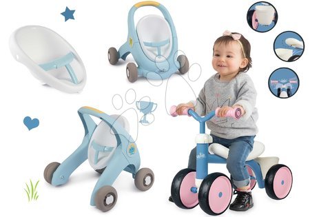 Spielzeuge für die kleinsten Kinder - Set Lauflernwagen und Kinderwagen mit Bremse Croc Baby Walker Minikiss 3in1 Smoby_1