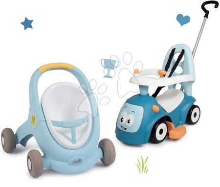 Bébijátékok - Szett járássegítő és babakocsi fékkel Croc Baby Walker Minikiss 3in1 Smoby 