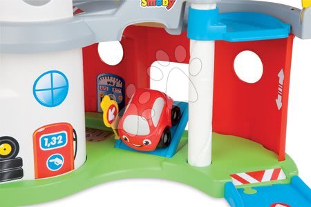 Garaže - SMOBY 211109 Vroom Planet poschodová garáž s 1 autíčkom, + 18 m,  35*22,5*29 cm - 2