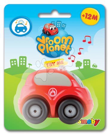 Autići - SMOBY 211253 Vroom Planet autíčko so zvukom a svetlom, modré, biele, červené, +18 mesiacov, 7 cm - 5