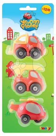 Garaže - SMOBY 211324 Vroom Planet 3 hasičské autá v 1 baleni, +18 mesiacov, 8 cm - 5