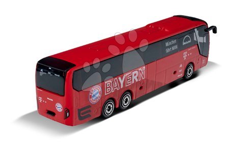 Autíčka - Autobus FC Bayern Man Lion's Coach L Supereme Teambus Majorette kovový s odpružením 13 cm dĺžka