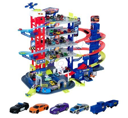 Hračky pre chlapcov od 5 rokov - Garáž 6 poschodová s motorizovaným výťahom Super Chase Center Majorette
