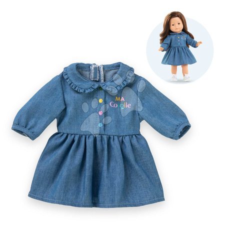 Oblačila za punčke - Jeansova obleka za punčko Denim Dress z dolgimi rokavi Ma Corolle_1