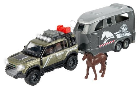 Mașinuțe - Mașinuță de teren cu remorcă petru cal Land Rover Horse Carrier Majorette