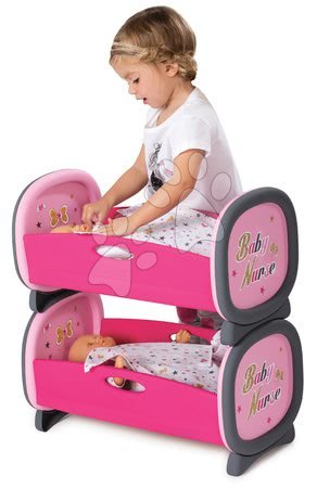 Postýlky a kolébky pro panenky - Patrová postel Baby Nurse Zlatá edice Smoby - 1