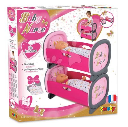 Postýlky a kolébky pro panenky - Patrová postel Baby Nurse Zlatá edice Smoby - 4