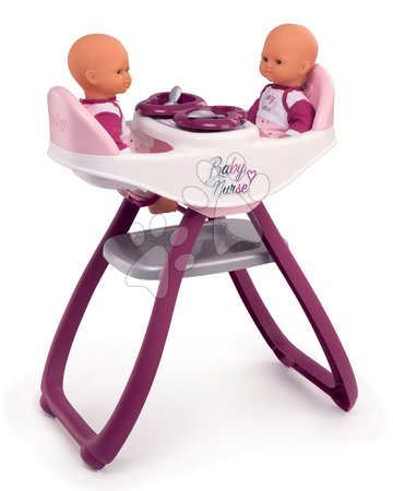 Stoličky pre bábiky - Set jedálenská stolička a hojdačka pre dvojičky Violette Baby Nurse Smoby a športový kočík Maxi Cosi pre dve bábiky_1