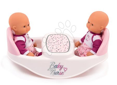 Stoličky pre bábiky - Jedálenská stolička a hojdačka Violette Baby Nurse Smoby pre dvojičky bábiky so 4 doplnkami od 24 mes_1