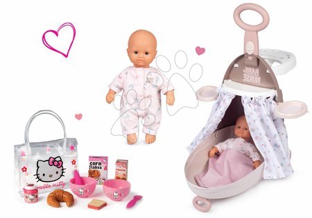 Domki dla lalek w zestawie | Strona 2 - Zestaw wózka do przewijania ze śniadaniem Hello Kitty Natur Smoby 