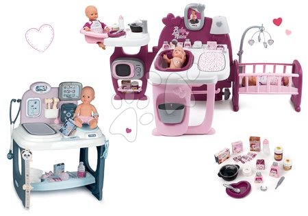Baby Nurse - Komplet hišica za dojenčka Violette Baby Nurse Large Doll's Play Center Smoby in zdravniška mizica z zvokom in lučko in dojenčkom ki lula