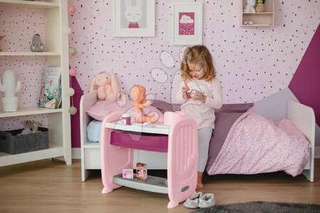Postieľky a kolísky pre bábiky - Postieľka k posteli s pultom na prebaľovanie Violette Baby Nurse 2v1 Smoby_1
