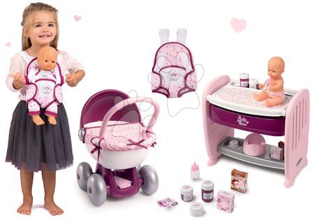 Baby Nurse - Szett babaágy gyerekágy mellé pelenkázó pulttal Violette Baby Nurse 2in1 Smoby