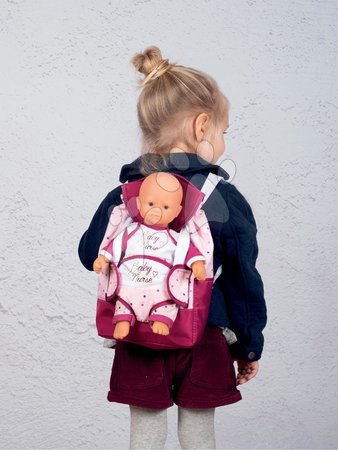 Baby Nurse - Plecak z nosidełkiem dla lalki 42 cm Violette Baby Nurse Smoby i z kieszenią na butelkę regulowane szelki_1