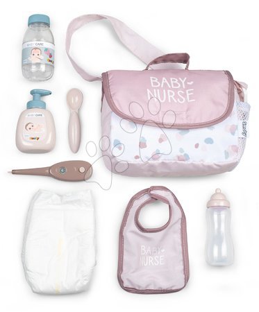Accessori per bambole - Borsa fasciatoio con pannolino Changing Bag Natur D'Amour Baby Nurse Smoby