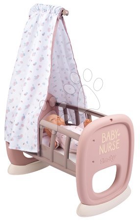 Krevetići i kolijevke za lutke - Kolijevka s baldahinom od tkanine Cradle Natur D'Amour Baby Nurse Smoby 