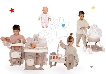 Lutke - Set domček pre bábiku Large Doll's Play Center Natur D'Amour Baby Nurse Smoby