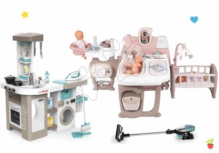 Punčke in dojenčki - Komplet hišica za dojenčka Large Doll's Play Center Natur D'Amour Baby Nurse Smoby