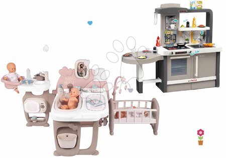 Păpuși - Set căsuță pentru păpușă Large Doll's Play Center Natur D'Amour Baby Nurse Smoby