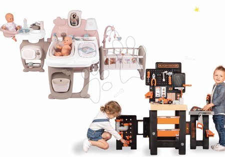 Păpuși - Set căsuță pentru păpușă Large Doll's Play Center Natur D'Amour Baby Nurse Smoby