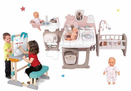 Păpuși - Set căsuță pentru păpușă Large Doll's Play Center Natur D'Amour Baby Nurse Smoby