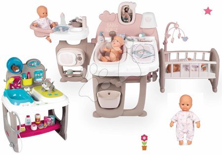 Centru de îngrijire pentru păpuși - Set căsuță pentru păpușă Large Doll's Play Center Natur D'Amour Baby Nurse Smoby