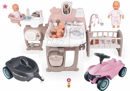 Panenky pro děti - Set domeček pro panenku Large Doll's Play Center Natur D'Amour Baby Nurse Smoby