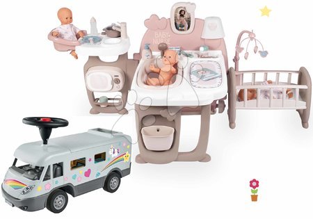 Hračky pre dievčatá - Set domček pre bábiku Large Doll's Play Center Natur D'Amour Baby Nurse Smoby