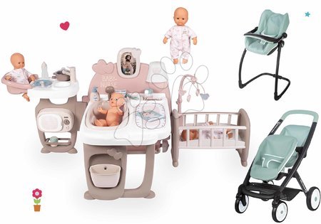 Păpuși - Set căsuță pentru păpușă Large Doll's Play Center Natur D'Amour Baby Nurse Smoby