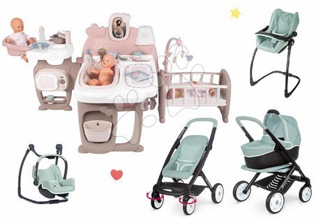 Păpuși - Set căsuță pentru păpușă Large Doll's Play Center Natur D'Amour Baby Nurse Smoby