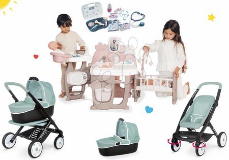 Păpuși - Set căsuță pentru păpușă Large Doll's Play Center Natur D'Amour Baby Nurse Smoby